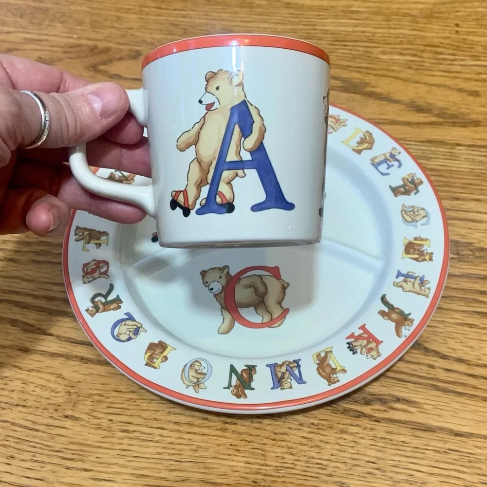 Vintage 1994 Tiffany & Co. Alphabet Bear Tableware Set